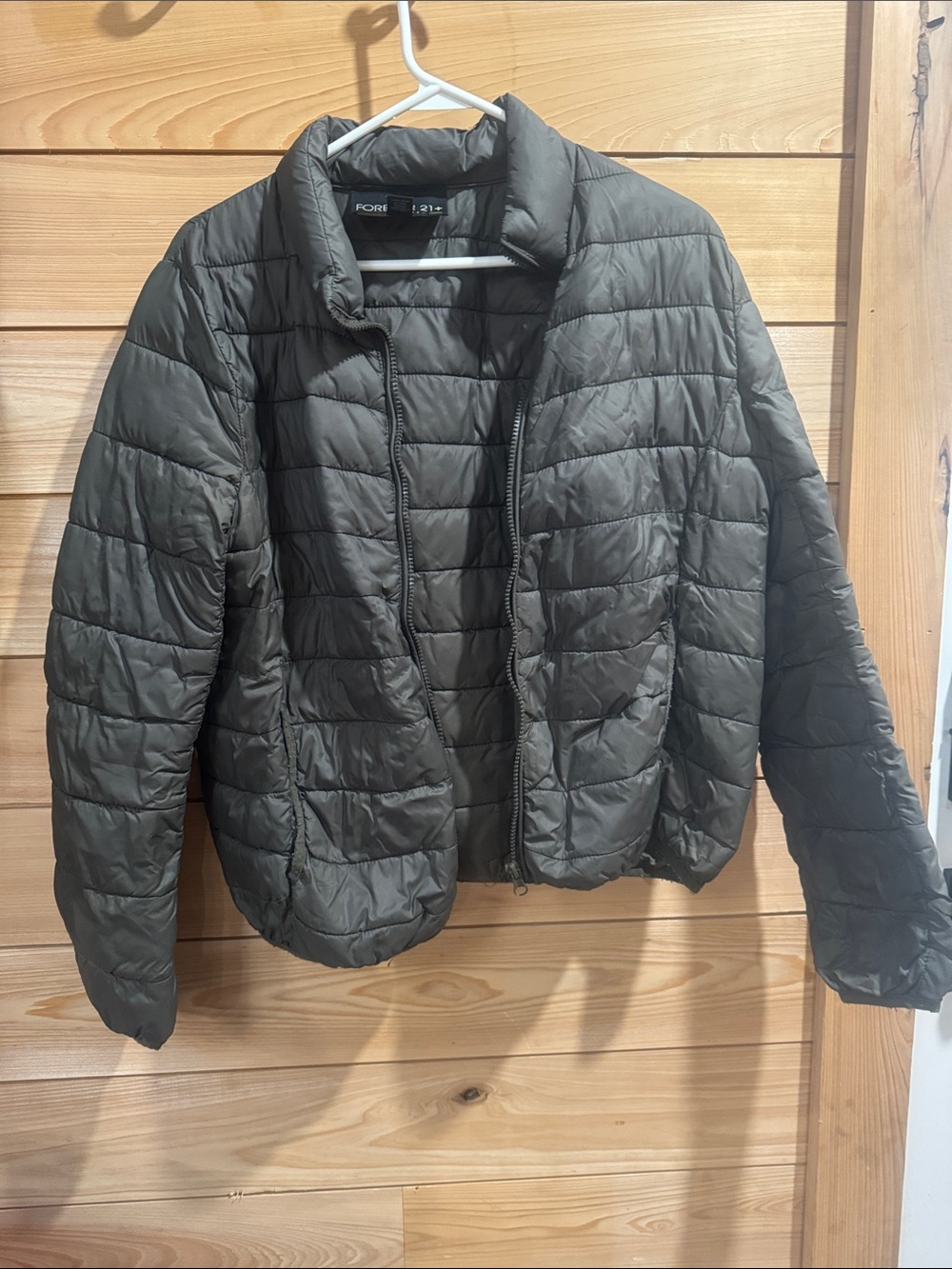 Forever 21+ Puffer Jacket in Dark Olive